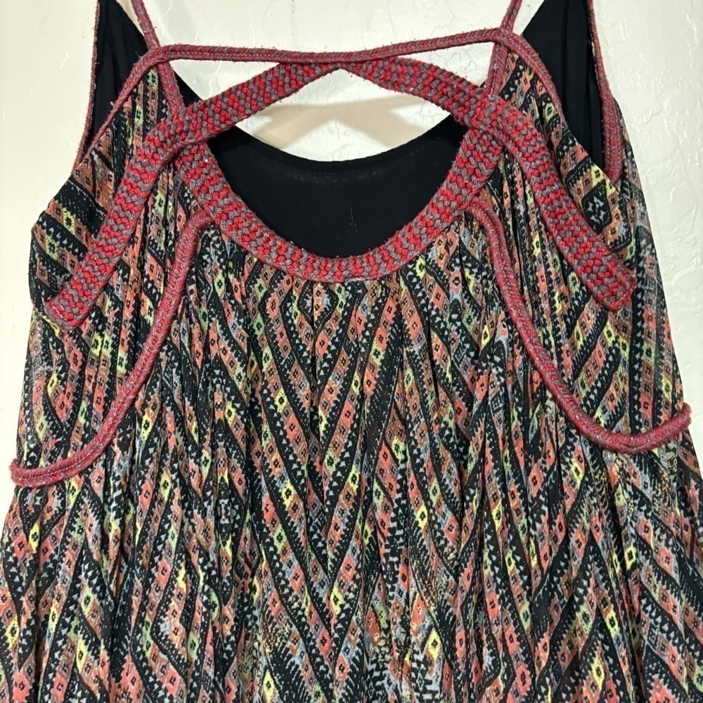 Free People Periscopes In The Sky Diamond Print Multicolor Babydoll Mini Dress S - Picture 10 of 12
